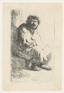 Tigger siddende på en bank, 1630 af Rembrandt van Rijn