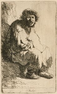 Tigger siddende på en bank, 1630. af Rembrandt van Rijn