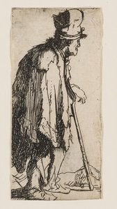 Tigger med en lam hånd, der støtter sig til en stok af Rembrandt van Rijn