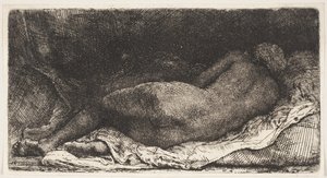 Sort afrikansk pige liggende af Rembrandt van Rijn