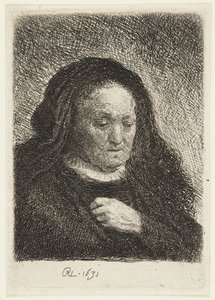 Buste af Rembrandts mor af Rembrandt van Rijn