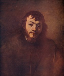 Buste af en skægget ung mand med kalot, 1663 af Rembrandt van Rijn