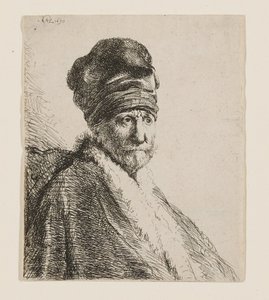 Buste af en mand med en høj kasket af Rembrandt van Rijn