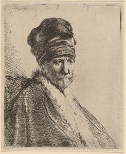 Buste af en mand iført høj kasket, trekvart højre (kunstnerens far?) af Rembrandt van Rijn