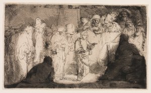 Kristus disputerer med lægerne: en skitse af Rembrandt van Rijn
