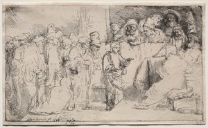 Kristus disputerer med lægerne: en skitse af Rembrandt van Rijn