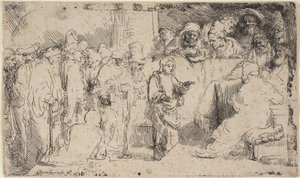 Kristus i diskussion med de skriftkloge: En skitse af Rembrandt van Rijn