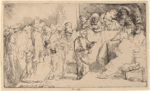 Kristus disputerer med lægerne: en skitse af Rembrandt van Rijn