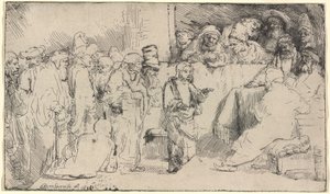 Kristus disputerer med lægerne: en skitse af Rembrandt van Rijn