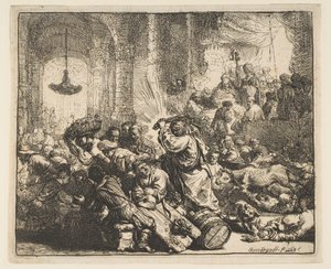 Kristus driver pengevekslerne fra templet, 1635. af Rembrandt van Rijn