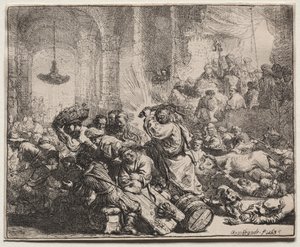 Kristus, der driver pengevekslerne fra templet af Rembrandt van Rijn