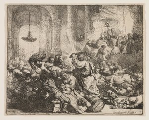 Kristus, der driver pengevekslerne fra templet af Rembrandt van Rijn