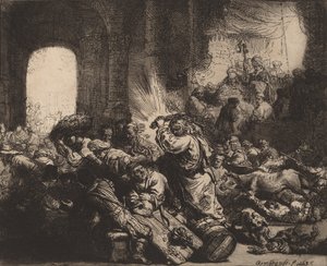 Kristus driver pengevekslerne fra templet, 1635. af Rembrandt van Rijn