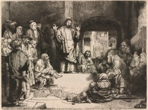 Christ Preaching (Den lille grav) af Rembrandt van Rijn