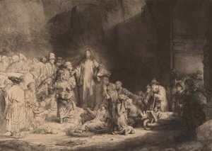Kristus prædiker de hundrede gylden print, ca. 1649. af Rembrandt van Rijn