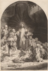 Kristus prædikende og helbredende fragment fra de hundrede gylden print, ca. 1649. af Rembrandt van Rijn