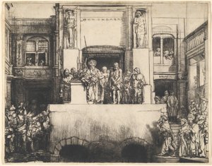 Kristus præsenteret for folket: Aflang plade af Rembrandt van Rijn