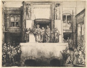 Kristus præsenteres for folket: Aflangt fad af Rembrandt van Rijn