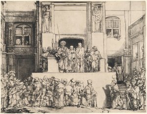 Kristus præsenteres for folket: Aflangt fad af Rembrandt van Rijn