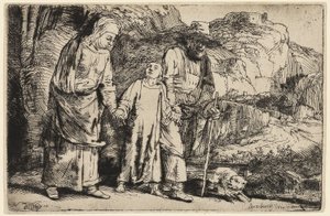 Kristus vender tilbage fra templet med sine forældre af Rembrandt van Rijn