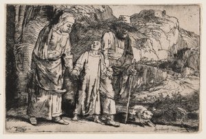 Kristus vender tilbage fra templet sammen med sine forældre af Rembrandt van Rijn