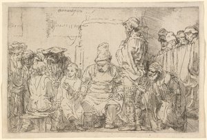 Kristus sidder og diskuterer med lægerne af Rembrandt van Rijn