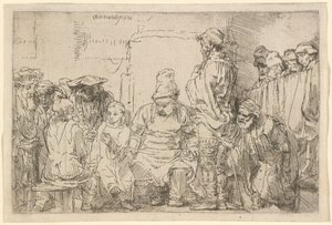 Kristus siddende i diskussion med de skriftkloge af Rembrandt van Rijn