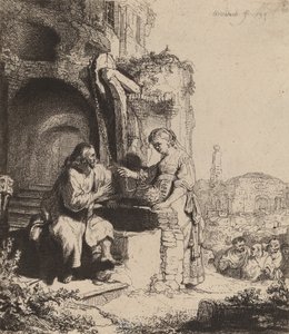 Kristus og kvinden i Samaria blandt ruiner, 1634. af Rembrandt van Rijn