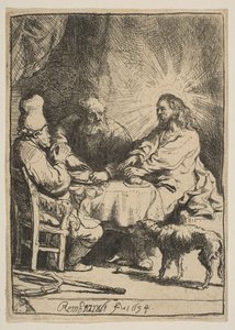 Kristus ved Emmaus: Den mindre plade, 1634. af Rembrandt van Rijn