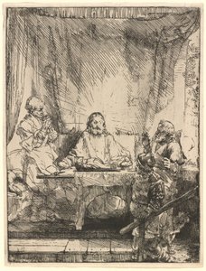 Kristus i Emmaus: den større plade af Rembrandt van Rijn