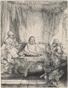 Kristus i Emmaus: den større plade af Rembrandt van Rijn