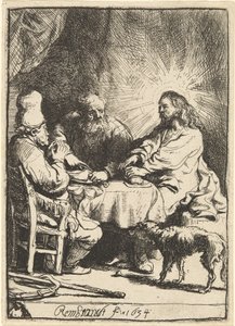 Kristus i Emmaus: den mindre tallerken af Rembrandt van Rijn