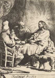 Kristus ved Emmaus: den mindre plade, 1634. af Rembrandt van Rijn