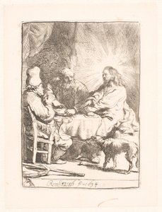 Kristus i Emmaus: den mindre tallerken af Rembrandt van Rijn