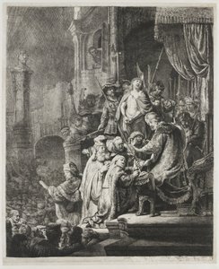 Kristus for Pilatus: stort billede af Rembrandt van Rijn