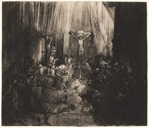 Kristus korsfæstet mellem de to tyve: stor aflang plade ("de tre kors") af Rembrandt van Rijn