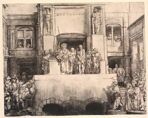 Kristus præsenterede for folket: stor aflang tallerken af Rembrandt van Rijn