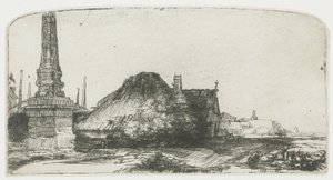 Hytte og grænsepæl på Spaarndammerdijk (»L’Obelisque«) af Rembrandt van Rijn