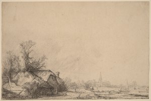 Hytte ved en kanal af Rembrandt van Rijn