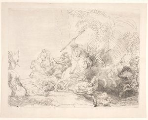 Den store løvejagt af Rembrandt van Rijn
