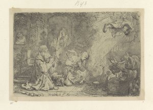 Angel forlader Tobias og hans familie Recueil de quatre-vingt-cinq estampes originales (serietitel) af Rembrandt van Rijn