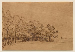Gård under træer af Rembrandt van Rijn