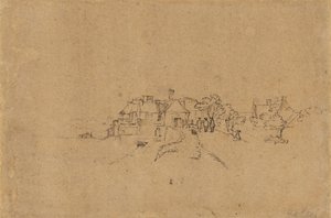 Figurer på Anthoniesdijk, der kommer ind i Houtewael [verso] af Rembrandt van Rijn