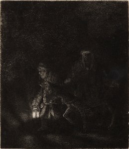 Flugten til Egypten: Et natstykke af Rembrandt van Rijn