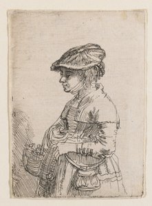 Pige med en kurv af Rembrandt van Rijn