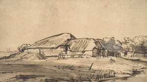 Gruppe af landbrugsbygninger, ca. 1648-52. af Rembrandt van Rijn
