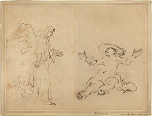 Hagar sidder ved springvandet af Rembrandt van Rijn