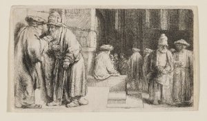 Jøder i en synagoge af Rembrandt van Rijn