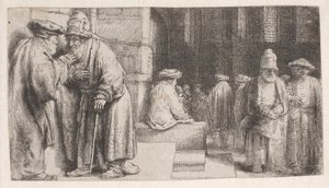 Jøder i synagogen af Rembrandt van Rijn