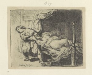 Jozef en kvinde af Potifar Samling af 85 originale tryk (serietitel) af Rembrandt van Rijn
